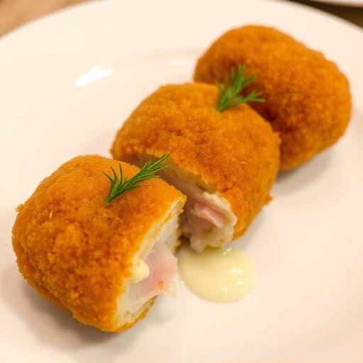 Croquetas de Jam칩n caseras dispuestas en un plato blanco, mostrando su interior cremoso