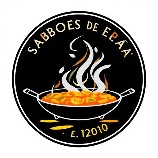 Logotipo de Sabores de Espa침a: Una paella humeante