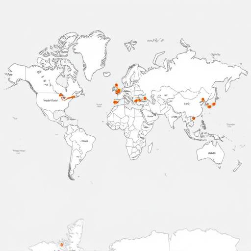 Mapa mundial con puntos resaltados representando la transferencia de datos