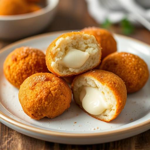 Un plato de croquetas caseras, doradas y crujientes, mostrando su cremoso interior