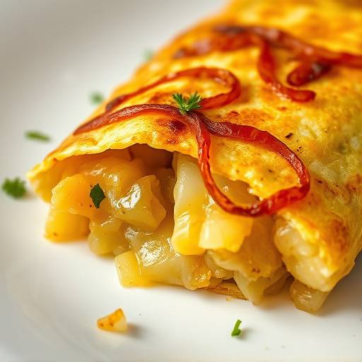 Una porci&radic;&ge;n de tortilla espa&radic;&plusmn;ola con patatas y cebolla, mostrando su interior jugoso